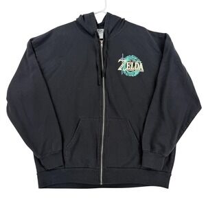 The Legend Of Zelda Hoodie Mens 2XL Black Full Zip Tears Of The Kingdom Link